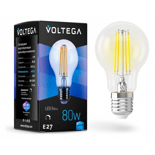 Лампа светодиодная Voltega General Purpose Bulb E27 8Вт 4000K 5490 от Мир ламп