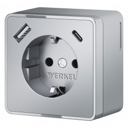 Розетка с заземлением, шторками и USB Werkel Gallant серебряные W5071706
