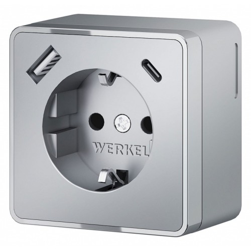 Розетка с заземлением, шторками и USB Werkel Gallant серебряные W5071706 от Мир ламп
