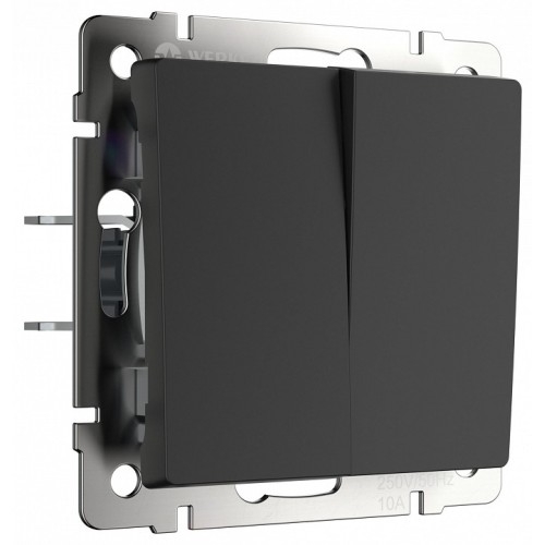 Выключатель двухклавишный без рамки Werkel черный W1123006 от Мир ламп