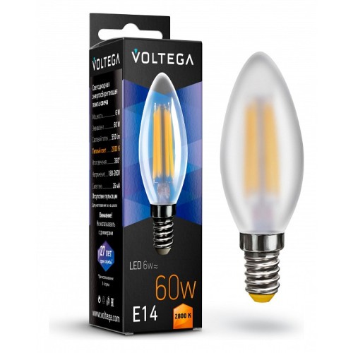 Лампа светодиодная Voltega Candle E14 6Вт 2800K 7044 от Мир ламп