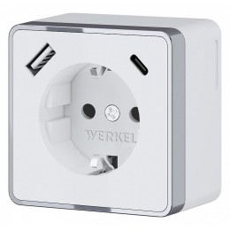 Розетка с заземлением, шторками и USB Werkel Gallant (белая) W5071701