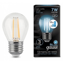 Лампа светодиодная Gauss LED Filament Globe E27 7Вт 4100K 105802207-S