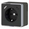 Розетка с заземлением, шторками и USB Werkel Gallant черный/хром W5071735 от Мир ламп