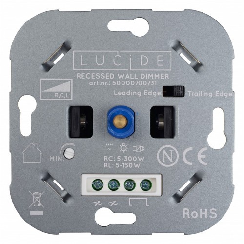 Диммер роторный Lucide Recessed Wall Dimmer Nl 50000/00/31 от Мир ламп