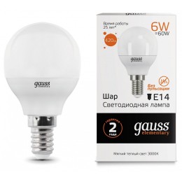 Лампа светодиодная Gauss  E14 6Вт 3000K 53116