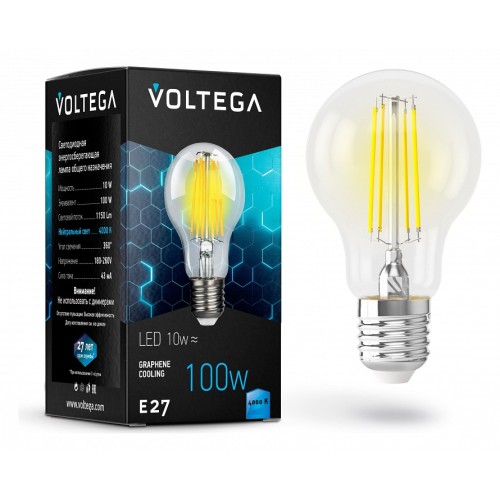 Лампа светодиодная Voltega Crystal E27 10Вт 4000K 7101 от Мир ламп