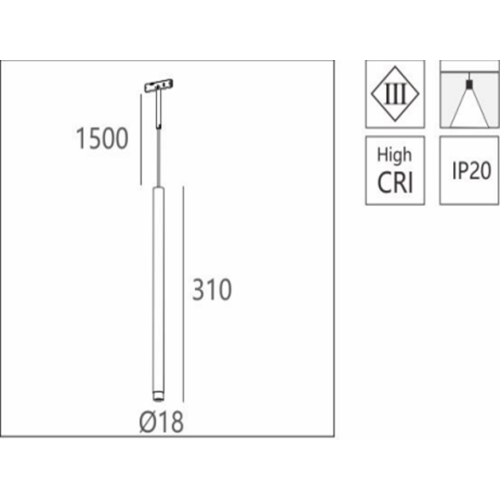 Подвесной светильник LED для магнитного шинопровода High Level Light System белый, d18мм, 24V, 3W, 3000K, 24°, CRI>90 (Hi-T9143WP) от Мир ламп